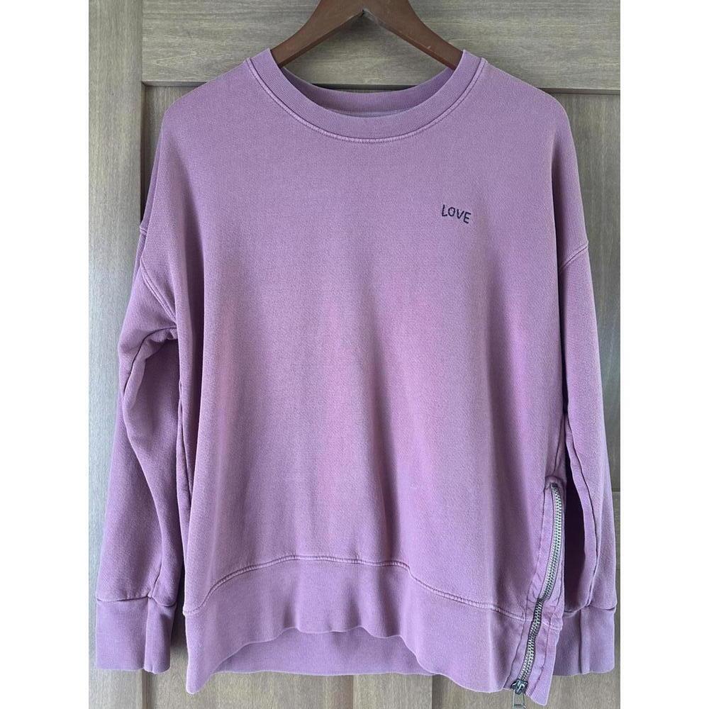 Sundry for Evereve Mauve “Love” Crew Neck Pullover w/ Side Zipper size XS/S (0)​ - Picture 5 of 11
